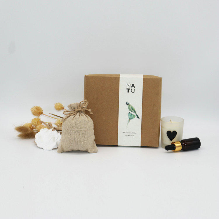 scented candle hanging ceramic flower 10ml essential oil and sachet gift set with kraft box