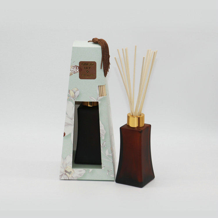 100ml frosted glass bottle reed diffuser with gold/silver lid