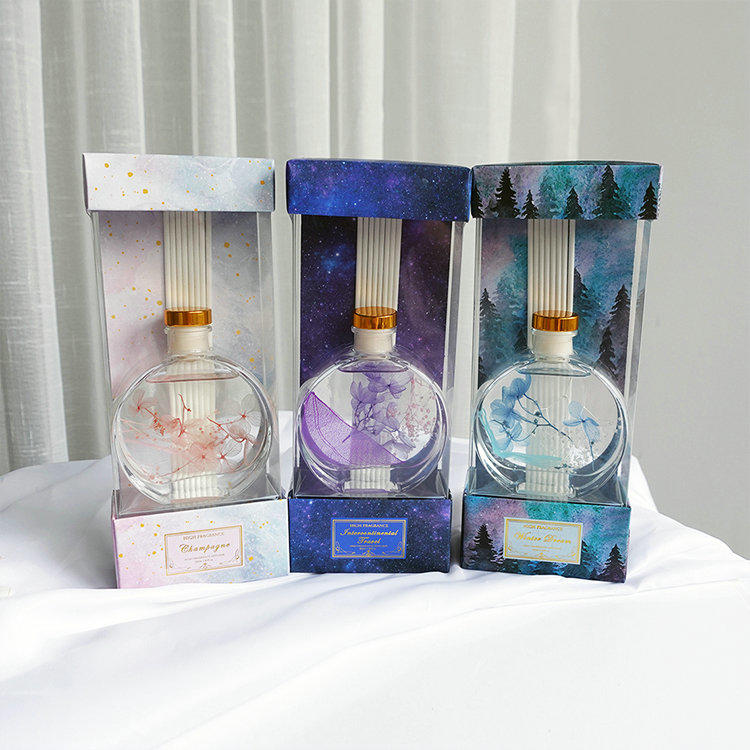 80ml reed flower diffuser in round glass bottle in box