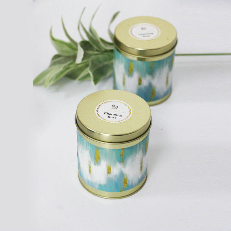 customizable logo and design paraffin/soy wax scetned candle in tin box