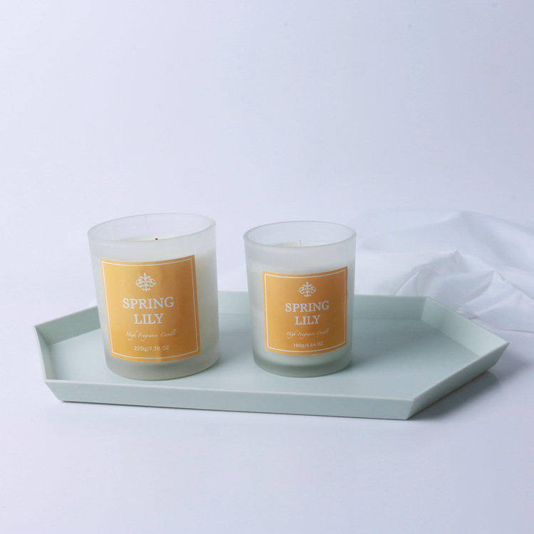 160g paraffin/soy wax scetned candle in glass cup in box for home