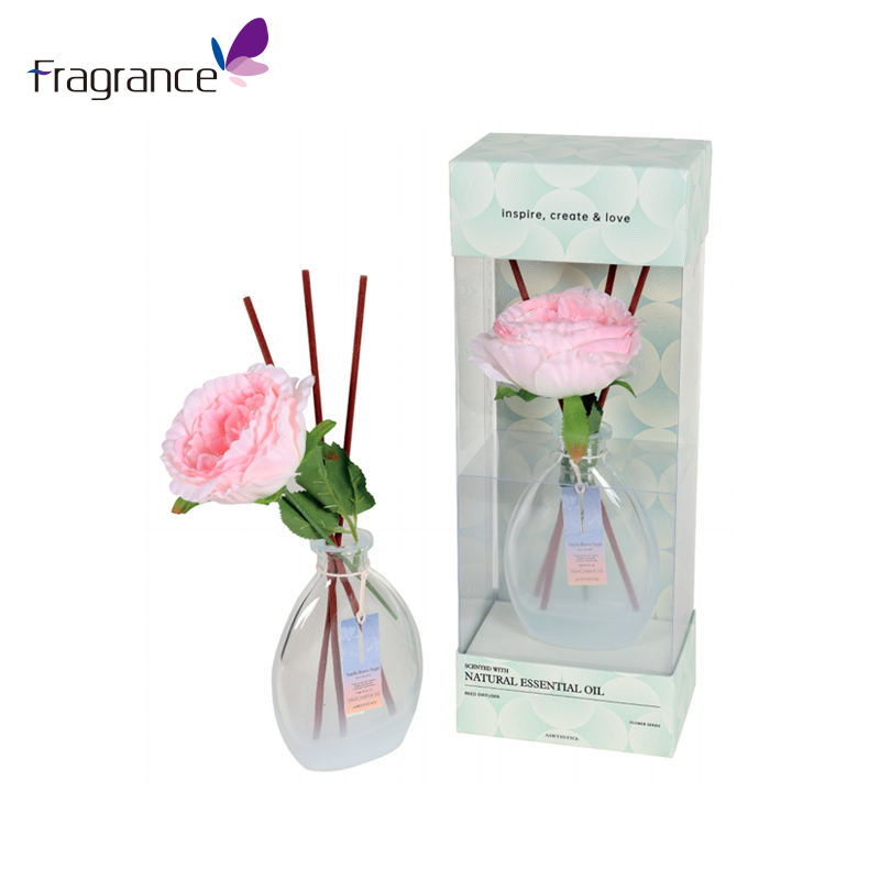 Wholesale Custom Home Air Freshener Flowers Glass Bottle Essential Oil Reed Diffuser