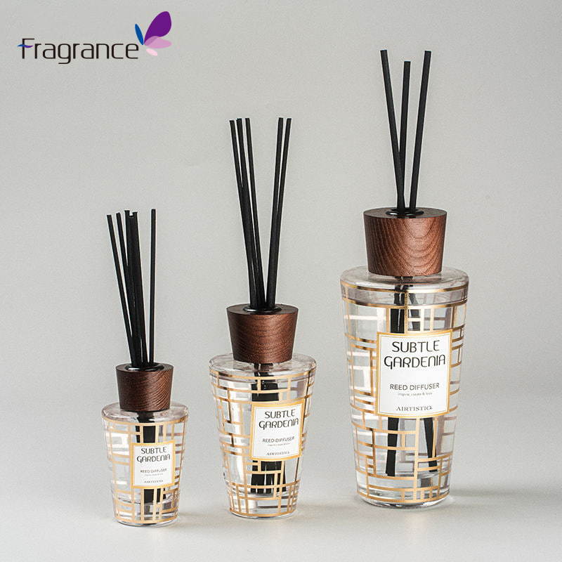 Wholesale air Freshener Essential Oil Diffuser Cone Glass Bottle 150ml Aroma Reed Diffuser with Wood